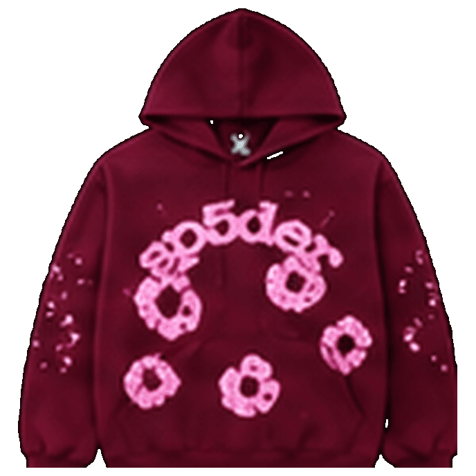 SP5DER Burgundy Floral Hoodie